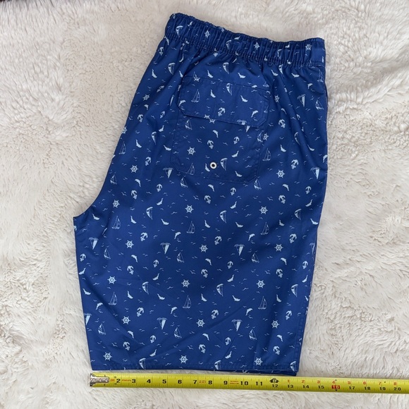 ST JOHN’S BAY ,Size 2XL,Blue Patterned Men's Swim Shorts - Picture 17 of 17